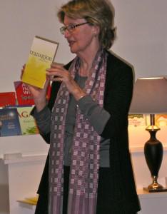 Jo Ann with her poetry book Transition